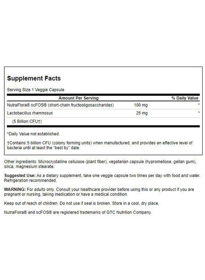 SWANSON Lactobacillus Rhamnosus With Fos Probiotic Supplement Supports Digestive Health 5 Billion Cfu Promotes Gi Tract Health During Travel (60 Veggie Caps) - Image 3