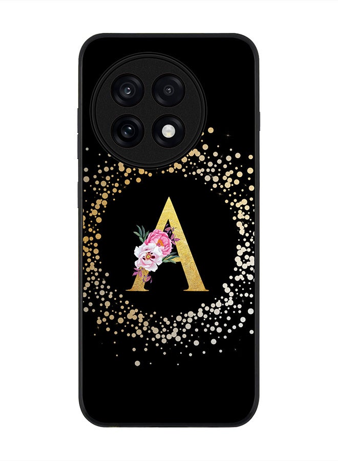 Stylizedd For OnePlus 13R / Ace 5 Pro Case,Slim fit Camera Protection, Shockproof Thin Phone cover  - Custom Monogram Floral - A ( Black )