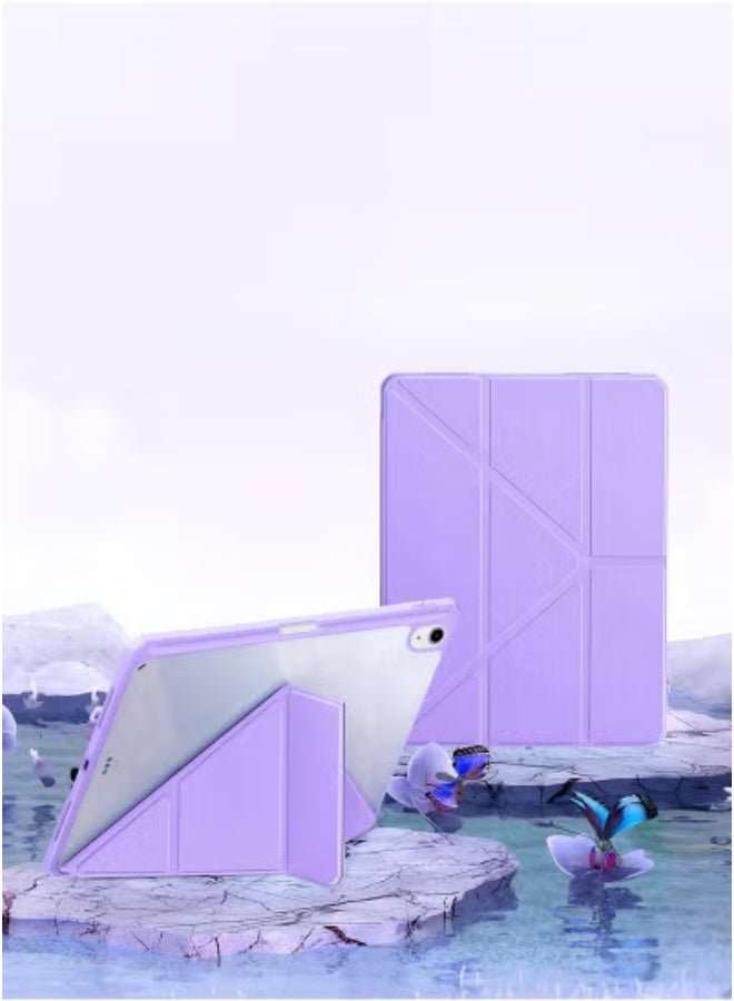 JAJEEK Apple iPad Air 2025 (7th Gen) M3 13-inch Smart Folio Case – Symmetry 360° Protective Cover with Auto Wake/Sleep, Elegant Lavender Leather Texture, Transparent Shockproof Back & Built-in Pencil Holder – Slim & Stylish iPad Air Case - Image 1