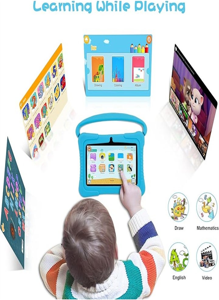 Generic - 7 Inch Kids Android Tablet, 1GB Ram 16GB Storage, Toddler Tablet with IPS Screen, Parental Control, Bluetooth, WiFi, Child Proof Case with Stand, Learning - Image 1