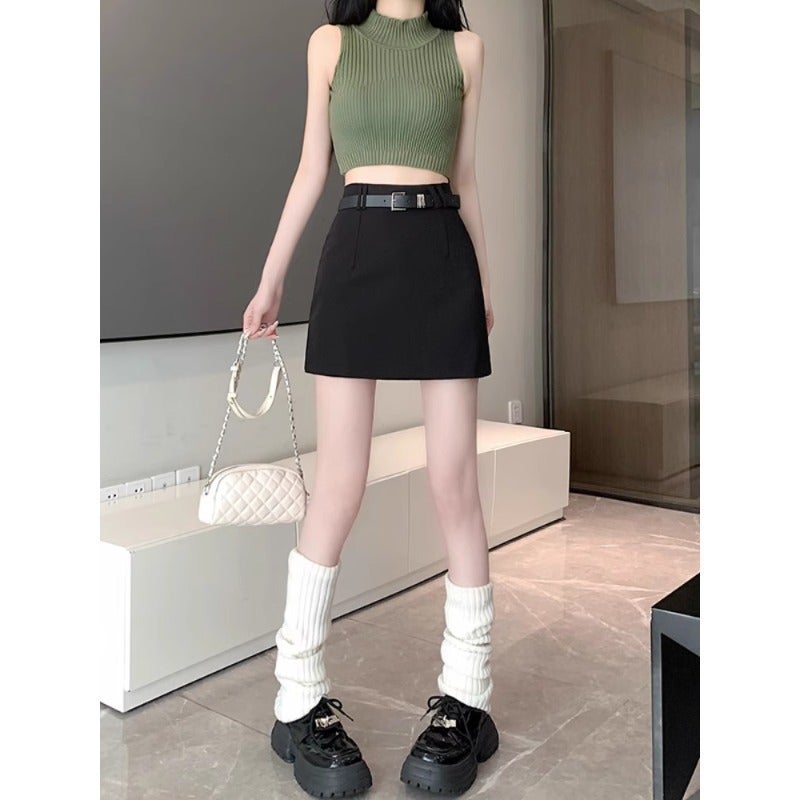 Grey Suit Skirt Women's Summer 2024 New Hip Skirt Small High Waist Slimming Tight A- line Skirt - Image 5