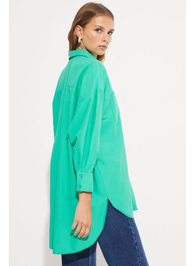 جون June Pocket Detailed Shirt Green