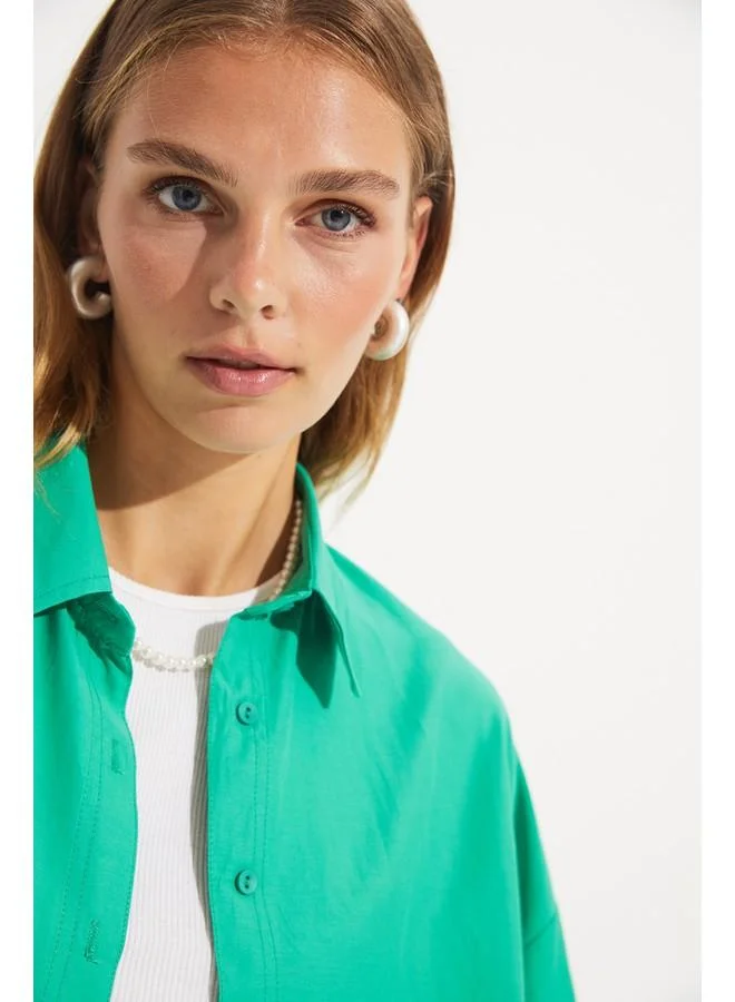 جون June Pocket Detailed Shirt Green