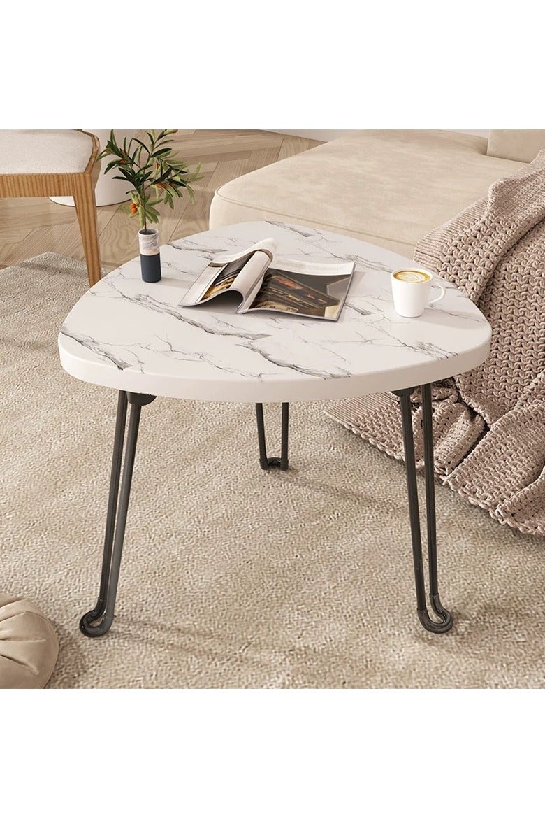 رافين طاولة قهوة عصرية بشكل مثلث مع سطح خشبي وأرجل حديدية متينة – طاولة جانبية أنيقة وعملية للديكور في غرفة المعيشة أو الصالة أو غرفة النوم أو المكتب – تصميم مدمج يوفر المساحة بحجم 37×50 سم - Image 4