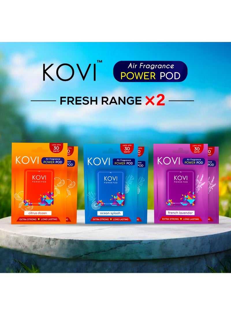 Kovi بود عطر الهواء القوي للحمام والسيارة، مجموعة الحمضيات، اللافندر الفرنسي، رذاذ المحيط، معززة بالزيوت الأساسية، روائح طويلة الأمد، مجموعة منعشة، عبوة من 3، عبوة مزدوجة (10 جرام لكل منها) - Image 2