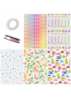 Zeemey 5 Sheets Gift Wrapping Paper With Accessories,Holiday Gift Wrapping Paper,Birthday Gift Box Gift Wrapping DIY, Gift Wrapping Paper for Birthday, Holiday, Wedding, Party,Kids Gift Wrapping (70cmX50cm)  - Image 1