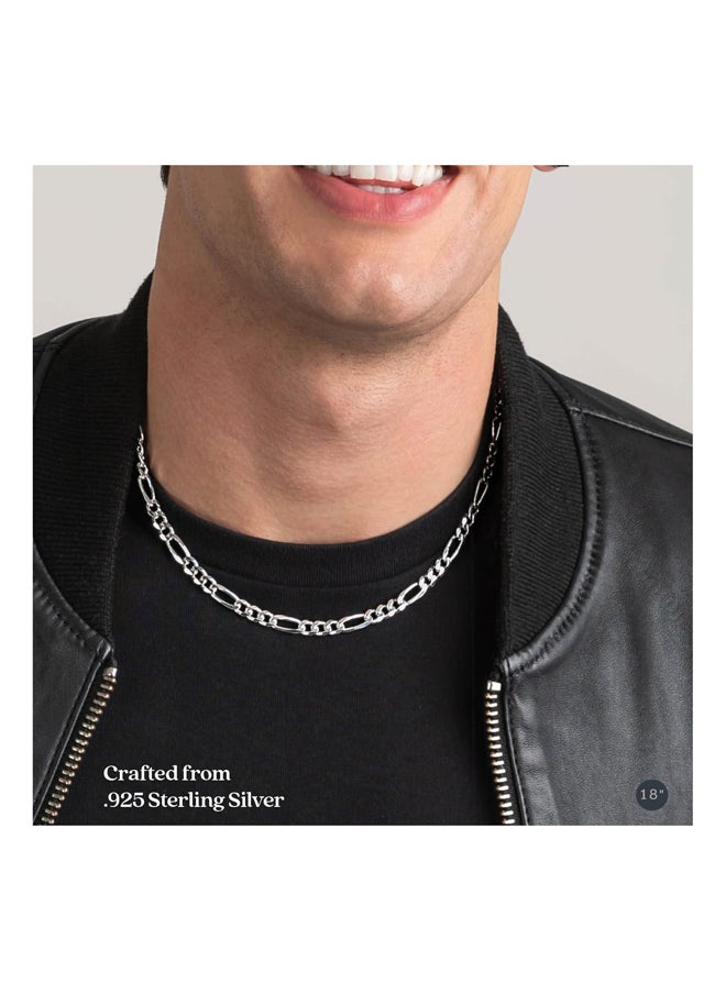 Generic - Men's Figaro 150 Chain Necklace 925 Sterling Silver Size 5.5mm - Image 1