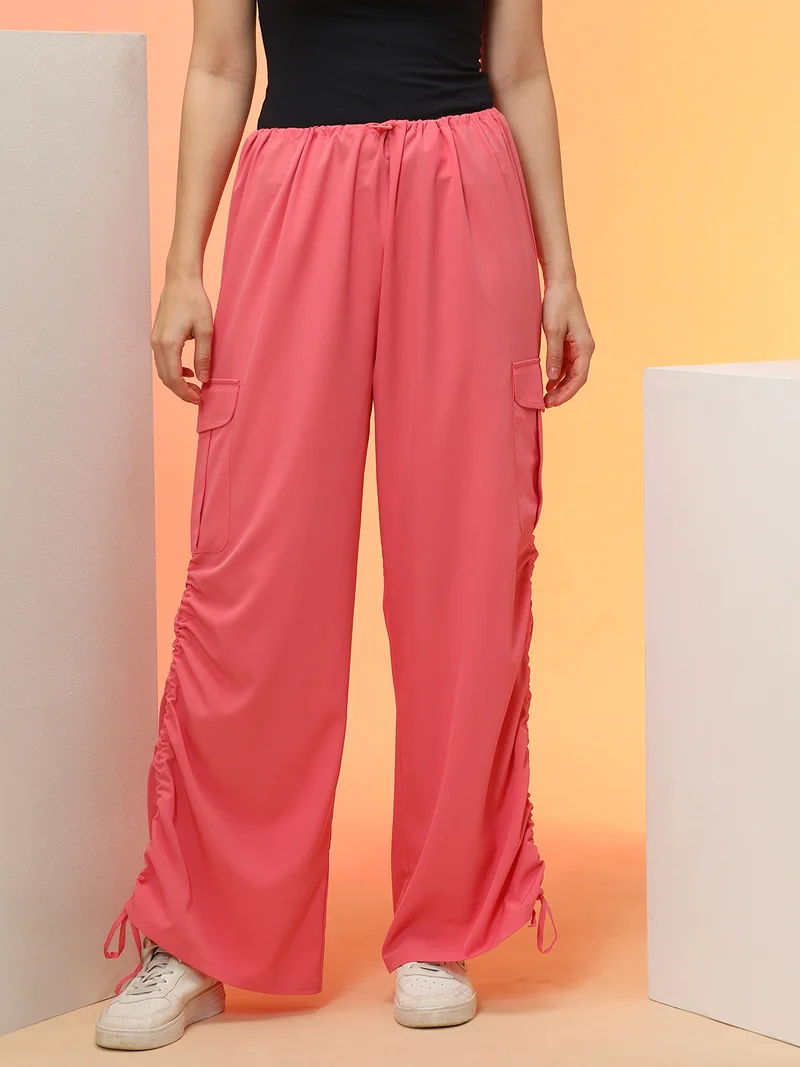 globus Globus Women Rose Relaxed Loose Fit Ruching High Rise Cargo