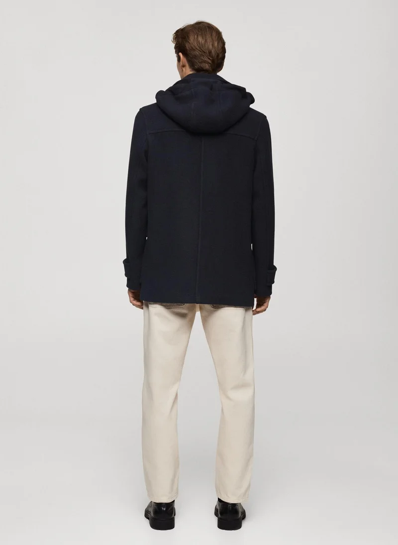 Mango Man Coat Medina Button Down Hood Detailed Coat