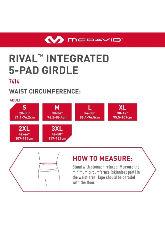 McDavid Rival Integrated 5-Pad Girdle, Durable & Breathable Padded Support with Hard-Shell Thigh Guards, Great for Football & Lacrosse (Adult) - Image 4