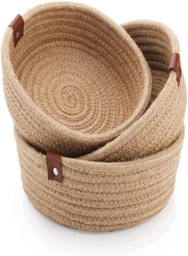 FIASCO Rope Storage Natural Handwoven Jute Round Shelf Basket For Your Home & Kitchen (Small, Medium, Large)-Pack Of 3 (Beige)