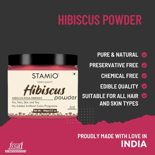 STAMIO Hair Care 6 Products Combo - Jatamansi Brahmi Hibiscus Bhringraj Fenugreek Amla Powder for Mask, Pack, Anti-Dandruff, Shine | Natural Powders Kit | In Jar 580 gm (100gm X 5 + 80gm) - Image 5