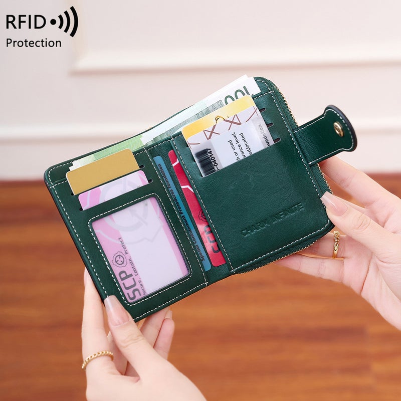 Multifunctional Solid Color PU Leather Wallet, RFID Blocking Design Portable Daily Storage Purse for Cards Cash Coin Business Use - Image 2