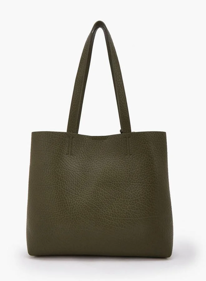 Celeste KHAKI Textured School Tote Bag With Pouch - 34.5x11x30 CM for Women | Best Price UAE