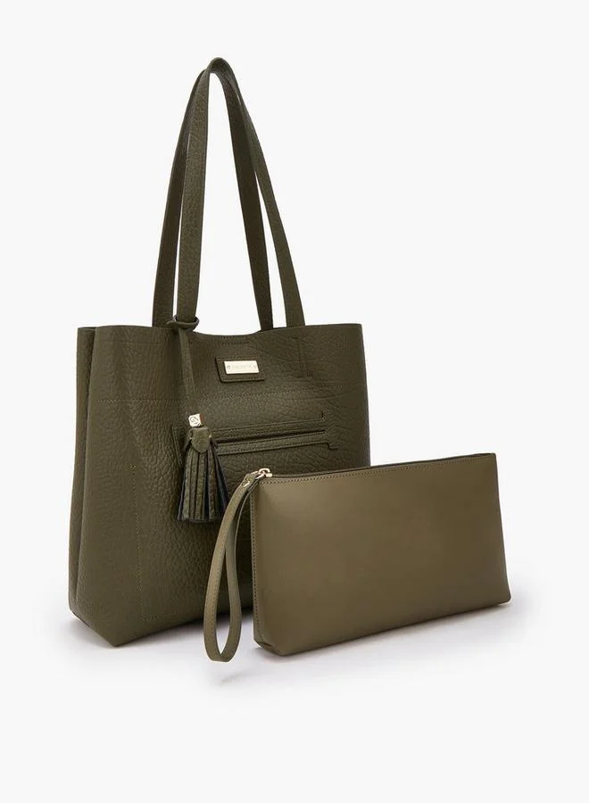 Celeste KHAKI Textured School Tote Bag With Pouch - 34.5x11x30 CM for Women | Best Price UAE