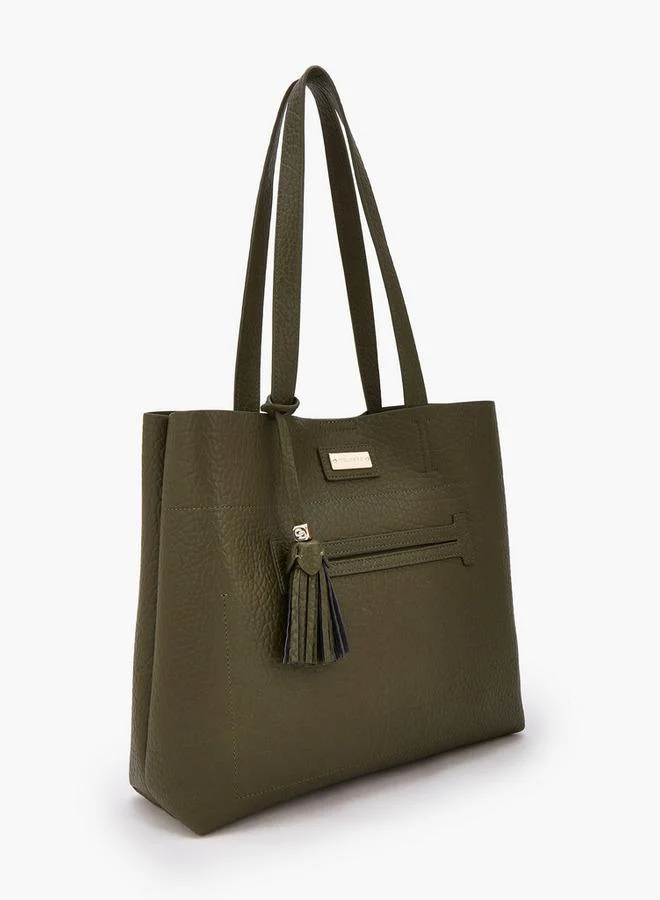Celeste KHAKI Textured School Tote Bag With Pouch - 34.5x11x30 CM for Women | Best Price UAE