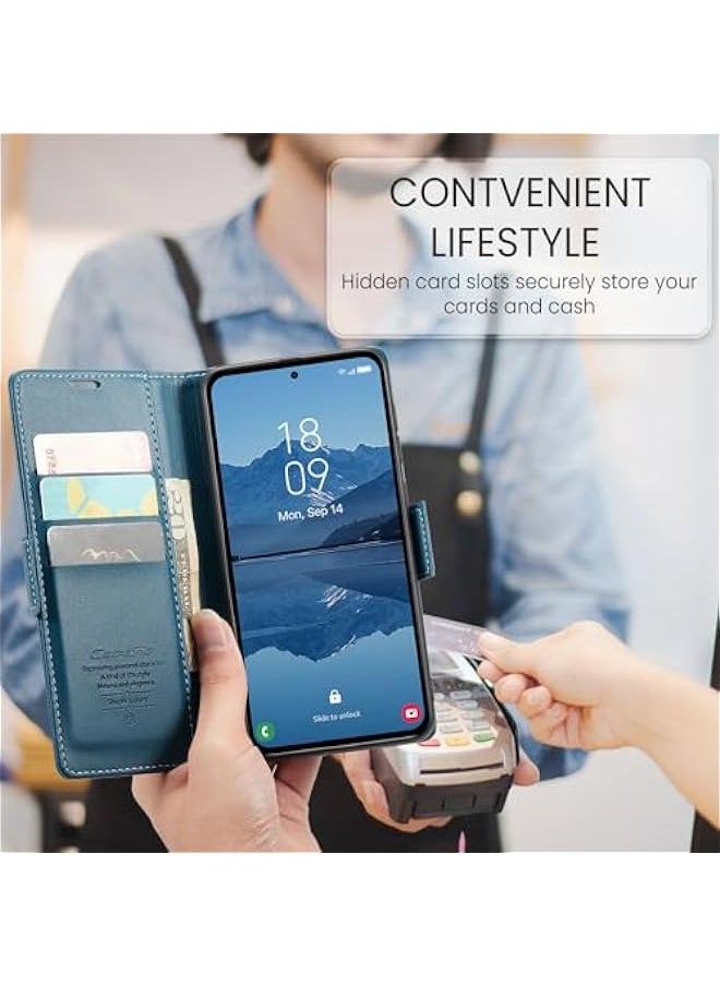 Generic Samsung Galaxy A55 5G RFID Blocking Wallet Flip Case - Blue  - Image 5