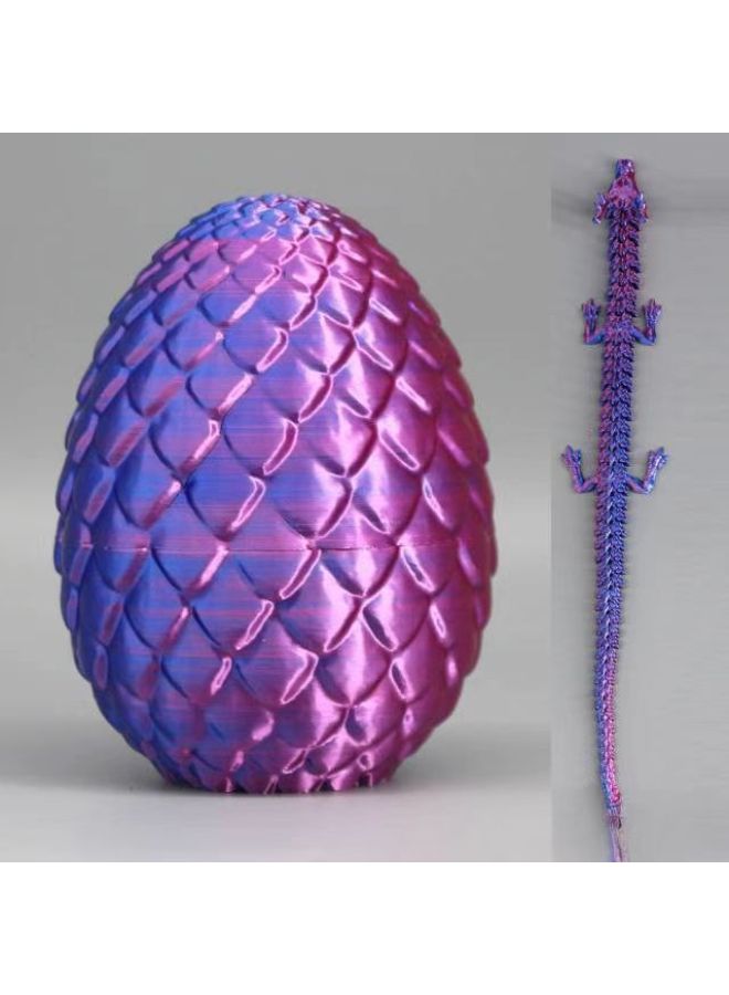 3D Printing Lotus Dragon Egg Dragon Ornaments Chinese Dragon Suit-Color:Chinese Dragon Set (laser Purple)-Specifications:11cm Eggshell + 30cm Dragon - Image 1