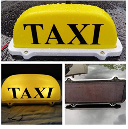 Garayma Taxi Sign Cab Lights Magnetic Car Roof Taxi Top Sign Indicator Lights Lamp Topper Car Light 12V Car Top Light waterproof & Cigarette Lighter Power Cords (Yellow, S：270 x 100 x 100mm) - Image 2
