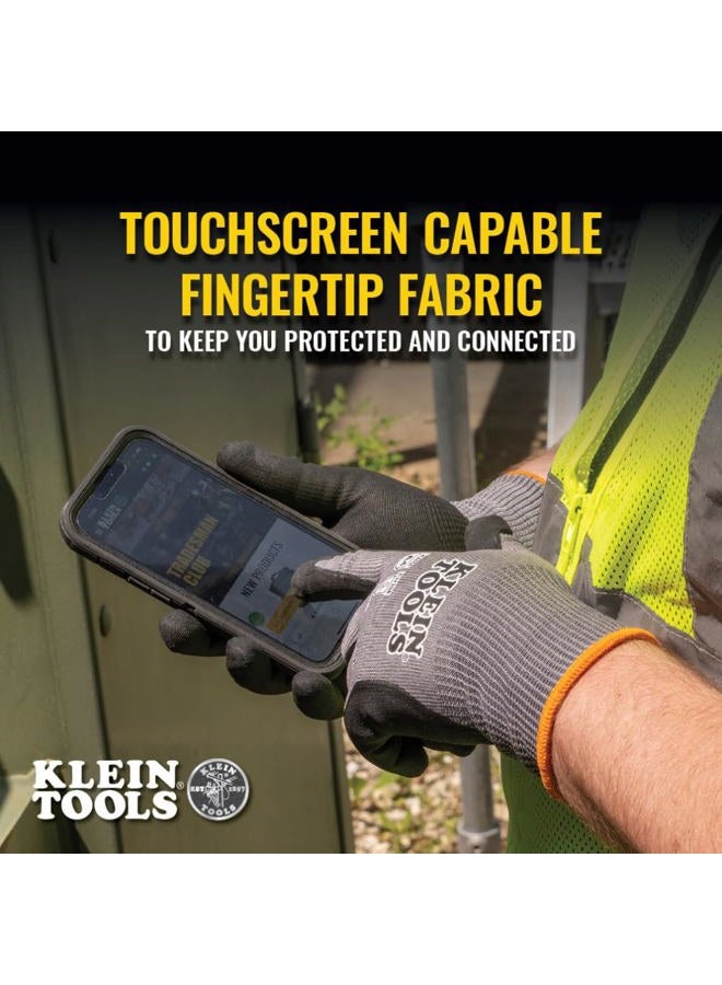 Klein Tools 60590 Work Gloves, Knit Dipped Cut Resistant ANSI A4 Nitrile Coated Gloves, HPPE Fabric, Touchscreen Capable, X-Large, 2-Pair - Image 3