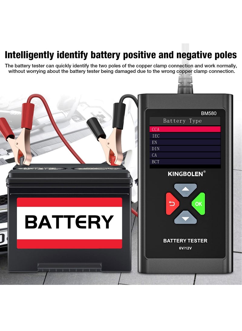 Car Battery Tester 6V 12V Load Tester, BM580 100-200 CCA Auto Battery Tester Multimeter Alternator Digital Battery Analyzer Charging Cranking System Battery Tester for Car Motorcycle ATV SUV Boat