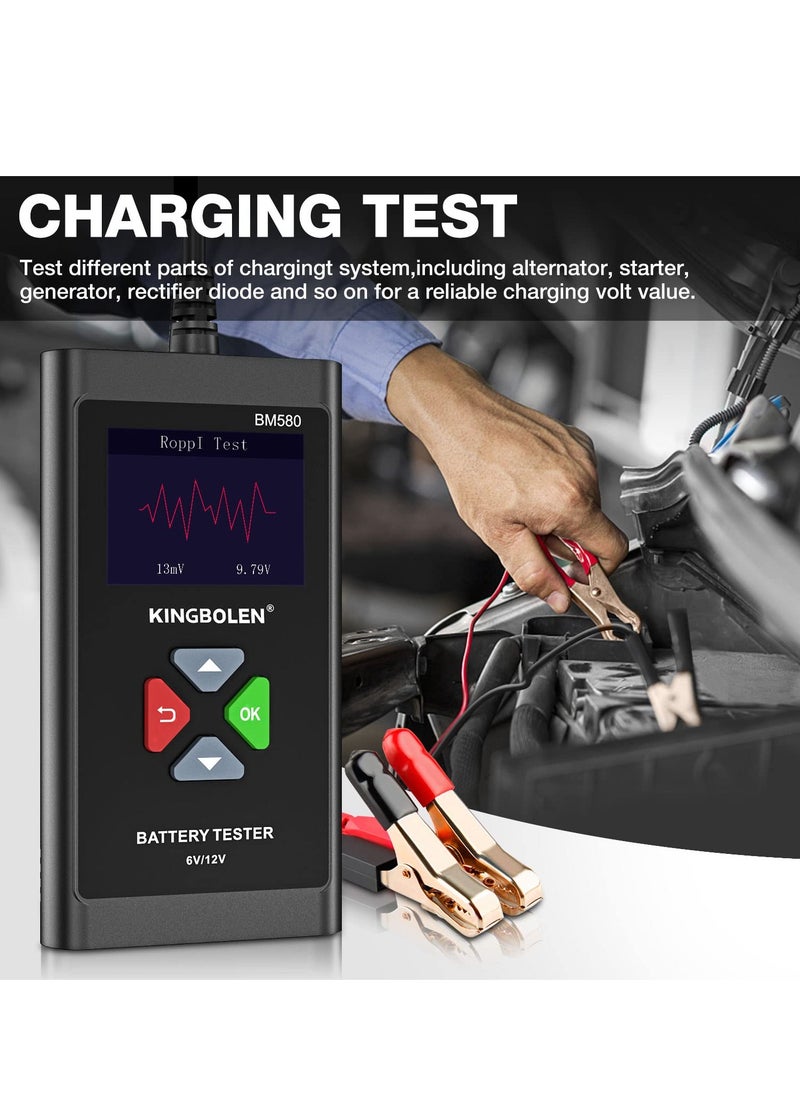 Car Battery Tester 6V 12V Load Tester, BM580 100-200 CCA Auto Battery Tester Multimeter Alternator Digital Battery Analyzer Charging Cranking System Battery Tester for Car Motorcycle ATV SUV Boat