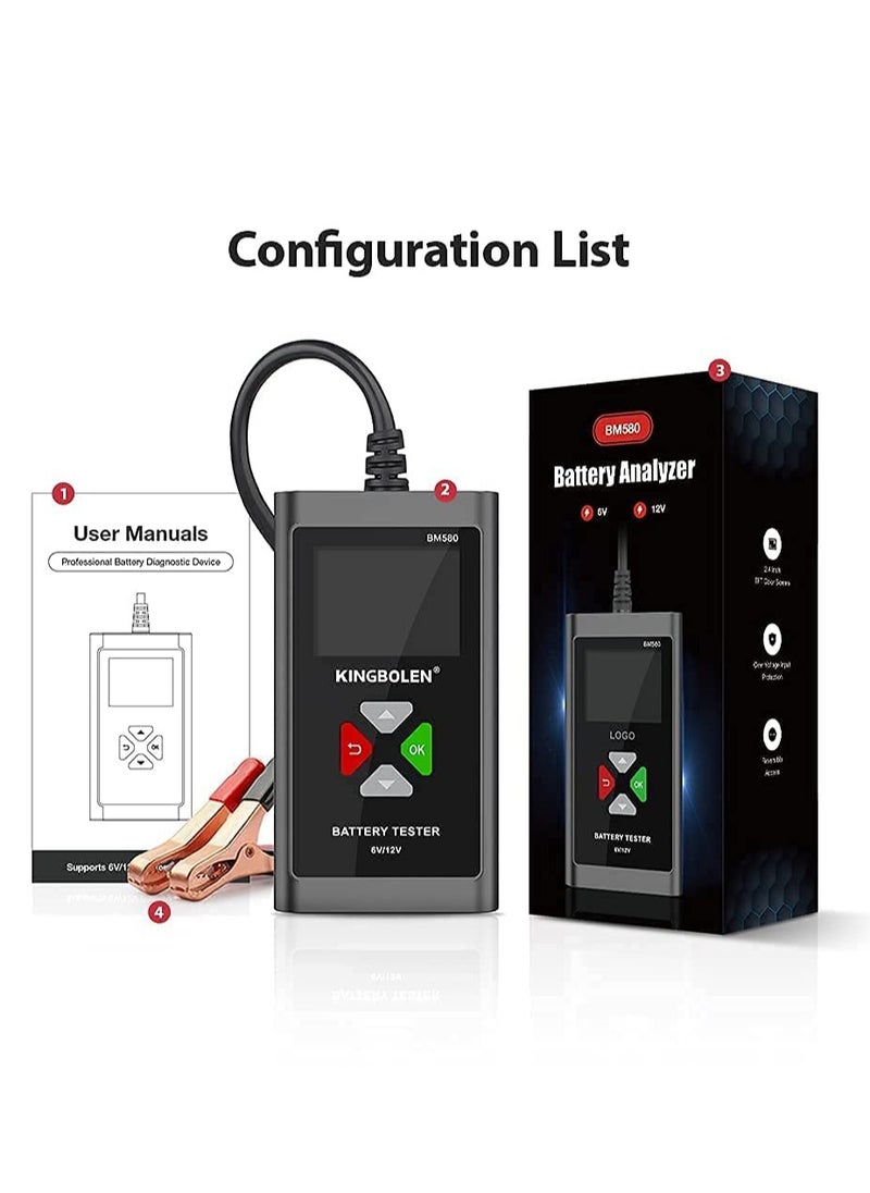 Car Battery Tester 6V 12V Load Tester, BM580 100-200 CCA Auto Battery Tester Multimeter Alternator Digital Battery Analyzer Charging Cranking System Battery Tester for Car Motorcycle ATV SUV Boat
