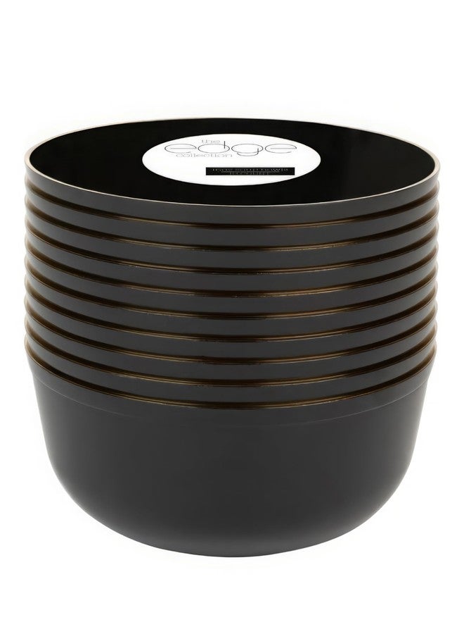 Blue Sky Edge Black With Gold Rim Bowls - 16 oz (10 Count) Disposable Round Plastic Bowls for Parties, Events & Special Occasions - Image 4