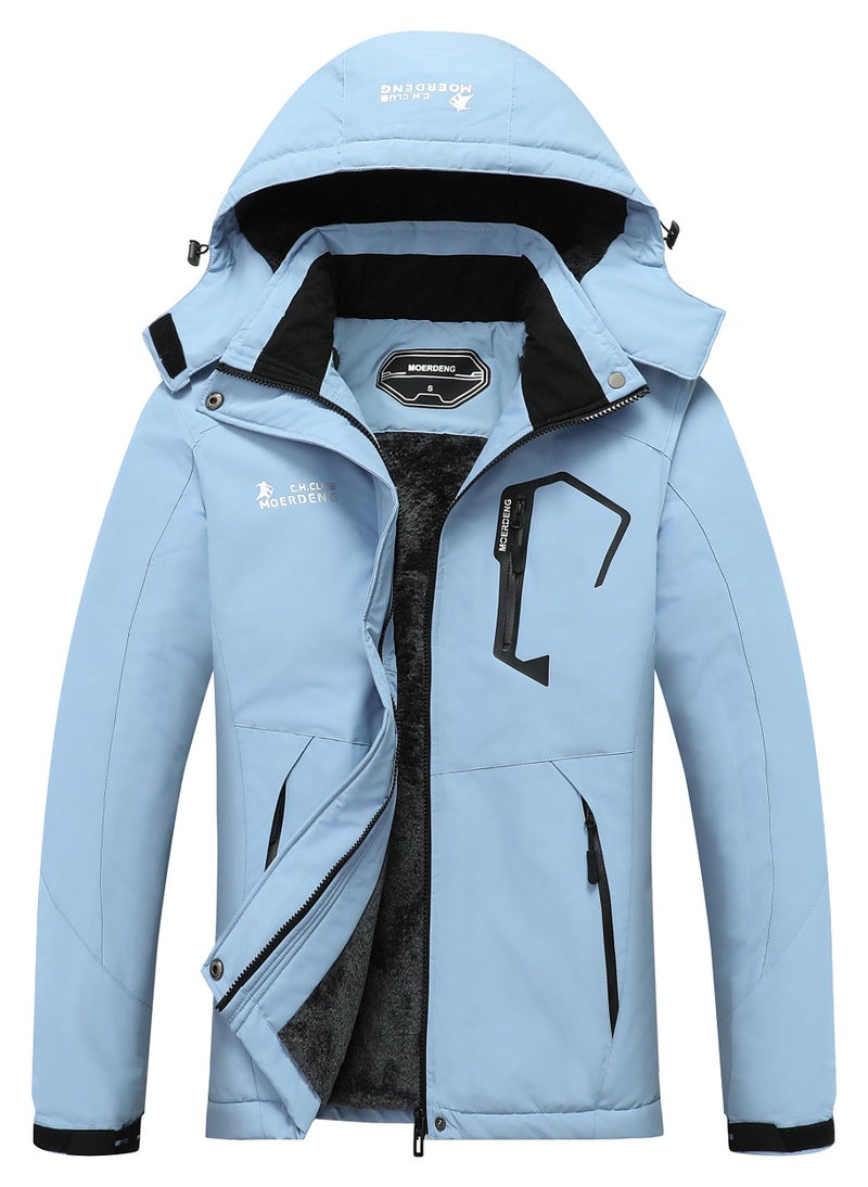 MOERDENG Womens Waterproof Ski Jacket Warm Winter Snow Coat Mountain Windbreaker Hooded Raincoat Jacket