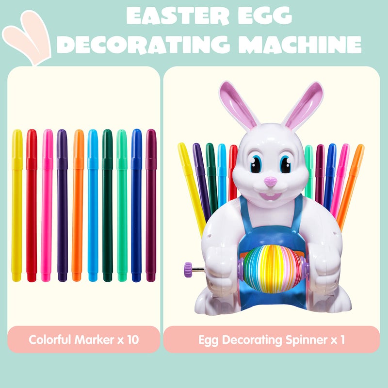 JOYIN Motorized Easter Egg Decorator Kit, Easter Busy Bunny Egg Spinner Whirler Decorating Machine with 10 Non-Toxic Markers for Kids Craft Activities - Image 5