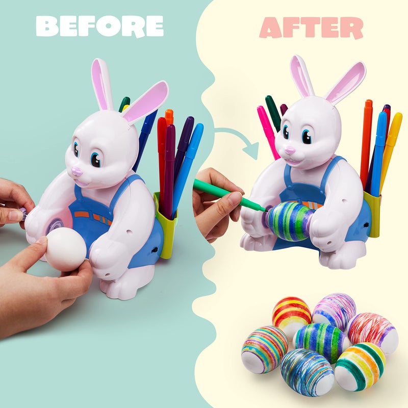 JOYIN Motorized Easter Egg Decorator Kit, Easter Busy Bunny Egg Spinner Whirler Decorating Machine with 10 Non-Toxic Markers for Kids Craft Activities - Image 4