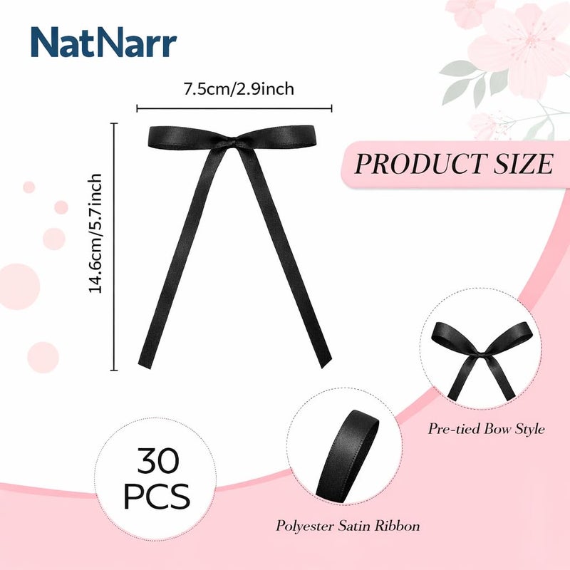 NatNarr 30 Pack Bow Cake Toppers Black Ribbons Bows for Cake Coquette Themed Bow Cupcake Toppers Black Bow Birthday Decorations for Baby Shower, Birthday, Wedding, Bachelorette, Graduation Party Decoration - Image 3