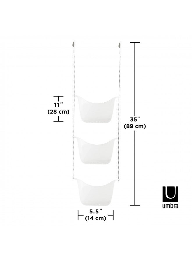 Umbra 022360-670 Bask, White Hanging Shower Caddy, Bathroom Storage and Organizer for Shampoo, Conditioner, Bath Supplies and Accessories, 11-1/4" x 5-1/4" x 36-1/2" h - Image 3