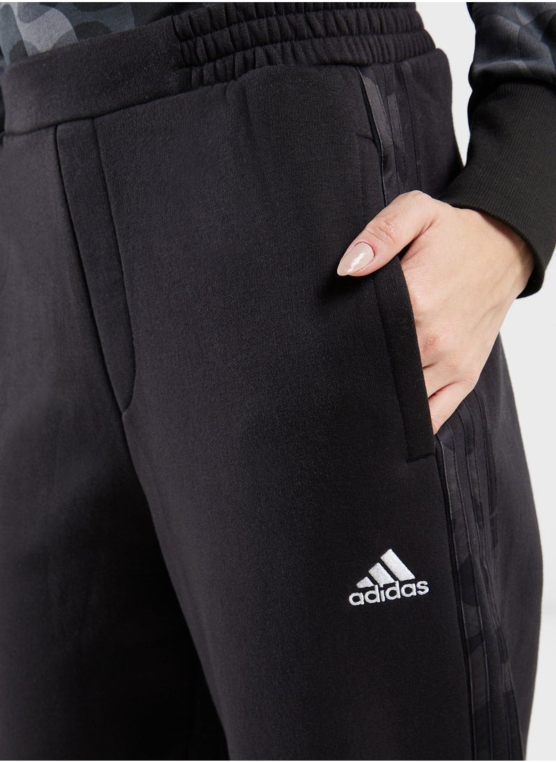 Adidas - Floral Graphic 3-Stripes Fleece Joggers - Image 1