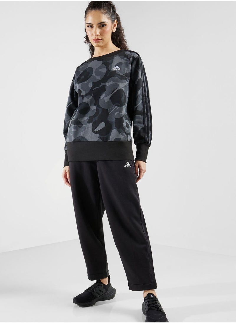 Adidas - Floral Graphic 3-Stripes Fleece Joggers - Image 1