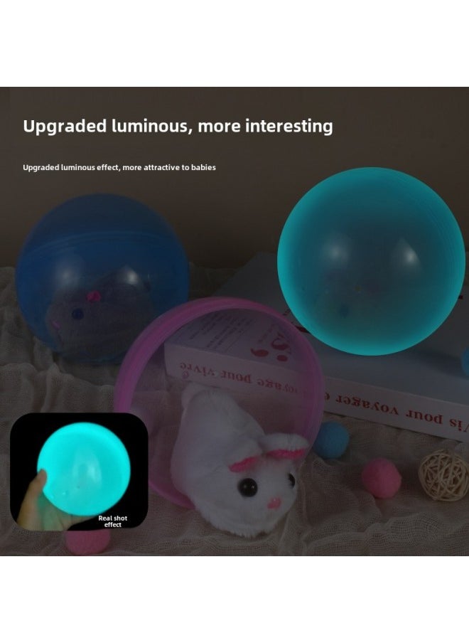 Children's Electric Simulation Bunny Ball Hamster Ball Plush Cute Doll Fun Cat Toy Free Hands Toy-Color:Blue Ball Little White Rabbit -Specifications:Bring Your Own Battery  - Image 3