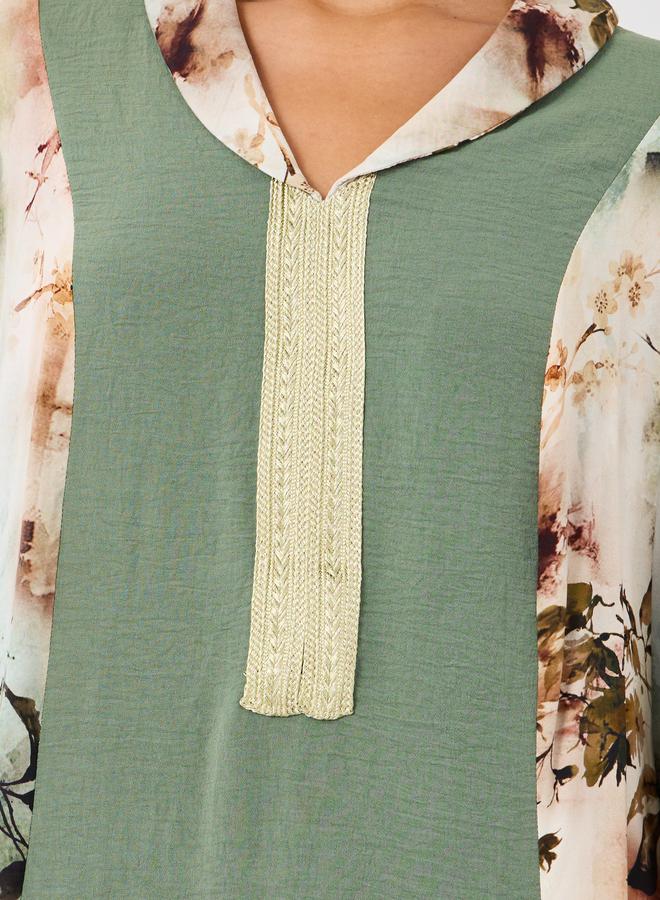 أميرة جلابية أميرة بتفاصيل دانتيل وألوان متضاربة - Image 4