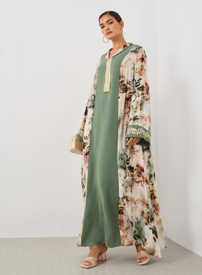 أميرة جلابية أميرة بتفاصيل دانتيل وألوان متضاربة - Image 2