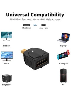 erorex 2 Pack 8K Micro HDMI to Mini HDMI Adapter, 48Gbps Micro HDMI Male to HDMI A Female Adapter, Standard Micro HDMI Adapter 2.1 Version, Supports 8K@60Hz/4K@120Hz Video, for Laptop, Projector, Monitor  - Image 2