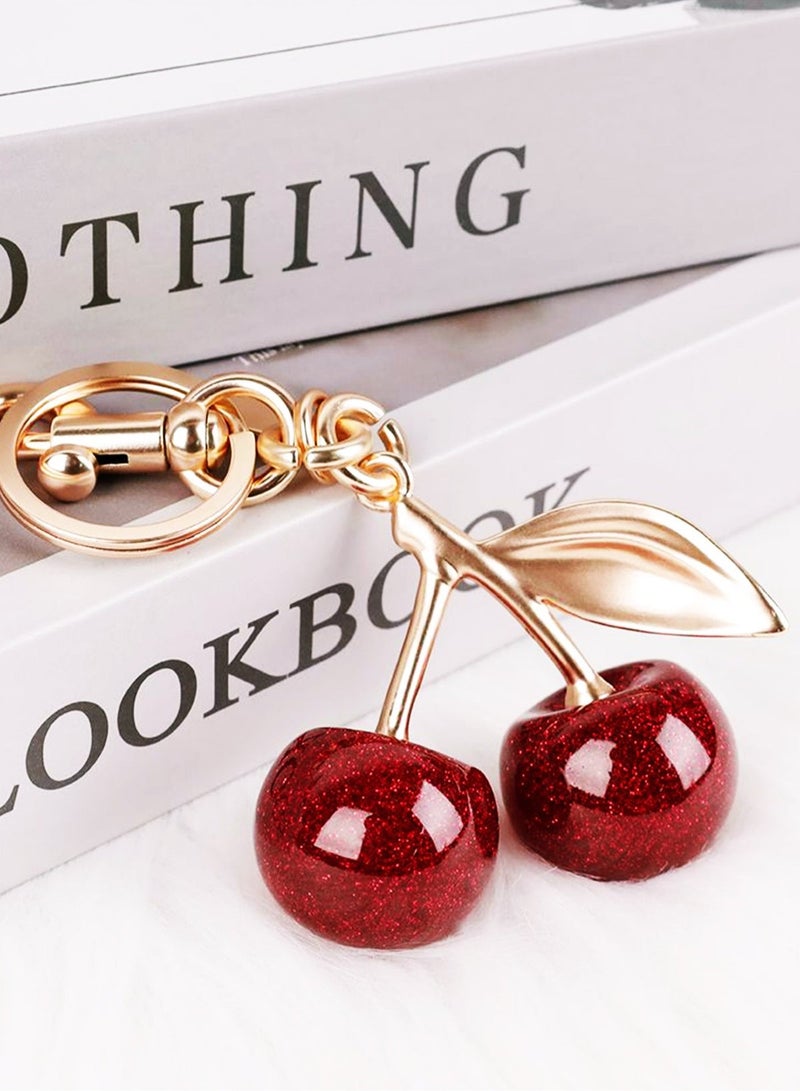 BLLE ROWN Cherry Bag Charm Purse Keychain - Red Car Accessory for Women's Bags - Image 3