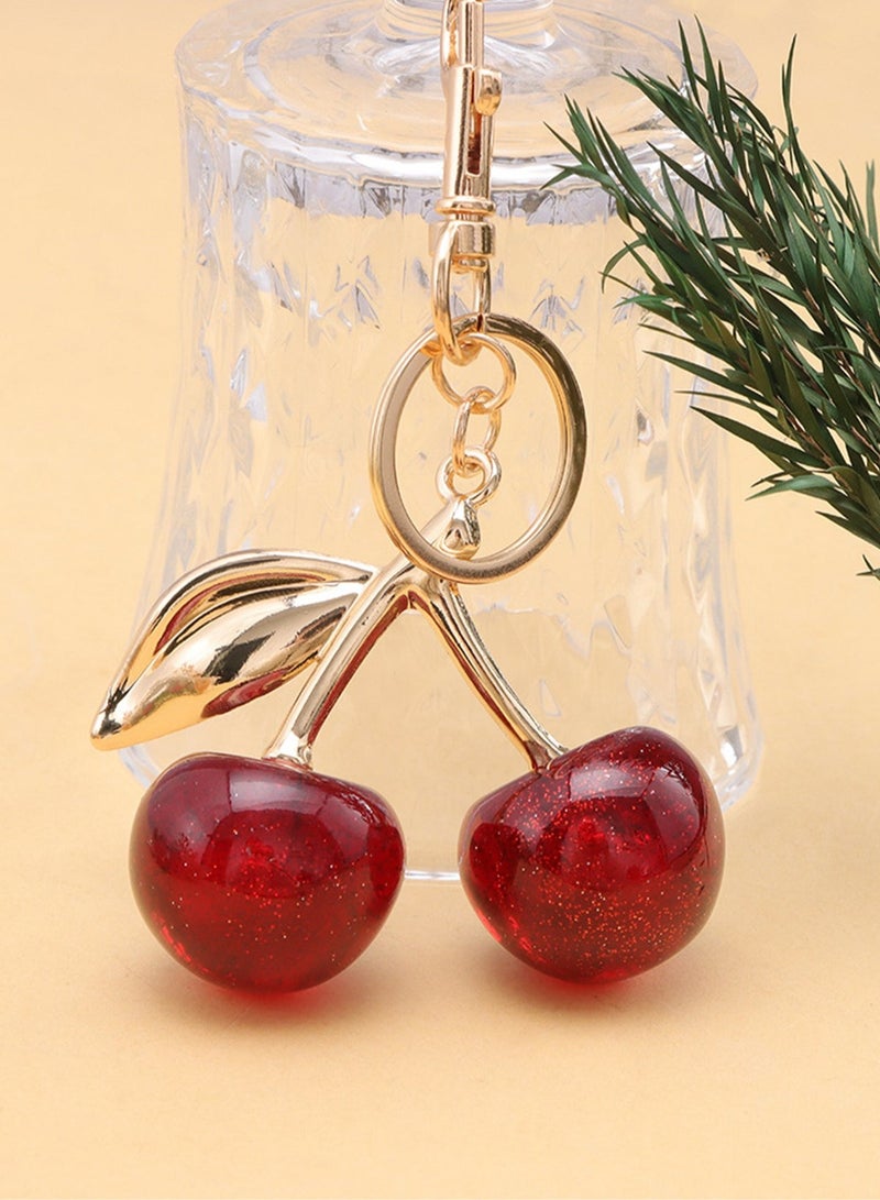 BLLE ROWN Cherry Bag Charm Purse Keychain - Red Car Accessory for Women's Bags - Image 2