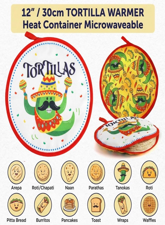 Coloch 3 Pack Tortilla Warmer Pouch, 12" Insulated Cloth Taco Warmer Holder, Keeps Warm for Corn Flour Tortillas, Taco Tuesday Night, Naan, Pancake, Flat Bread, Microwave/Oven Safe - Image 3