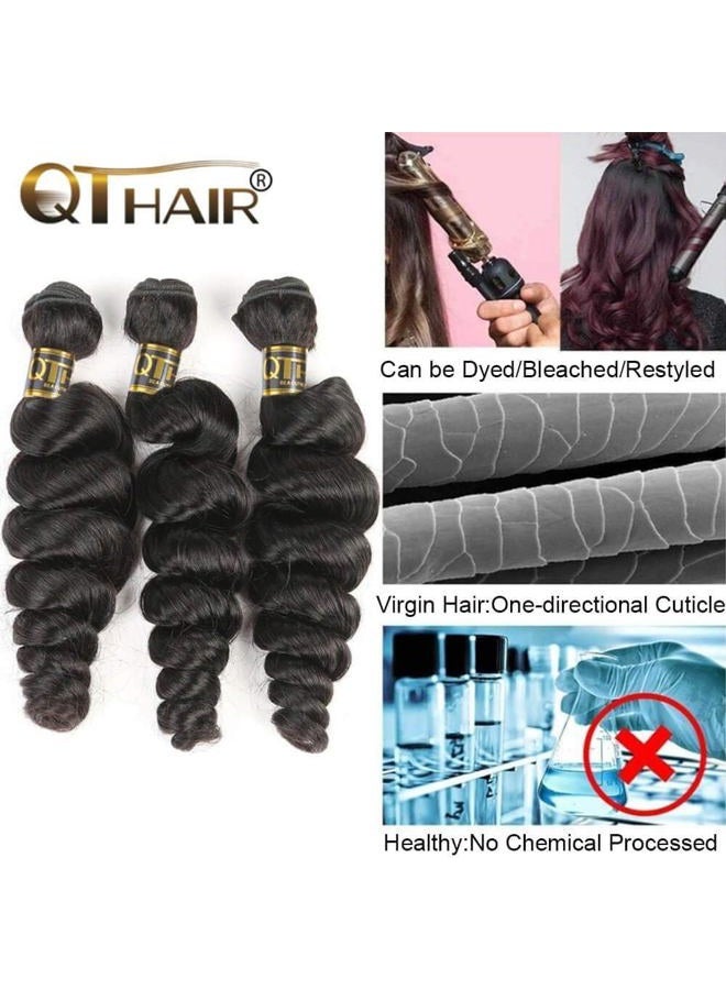 QTHAIR 14A Brazilian Loose Wave 4 Bundles 16 18 20 22 Inch 400g Human Hair Loose Curly Sew In Human Hair Weave Extension Wholesale Lots Double Weft Natural Black - Image 5