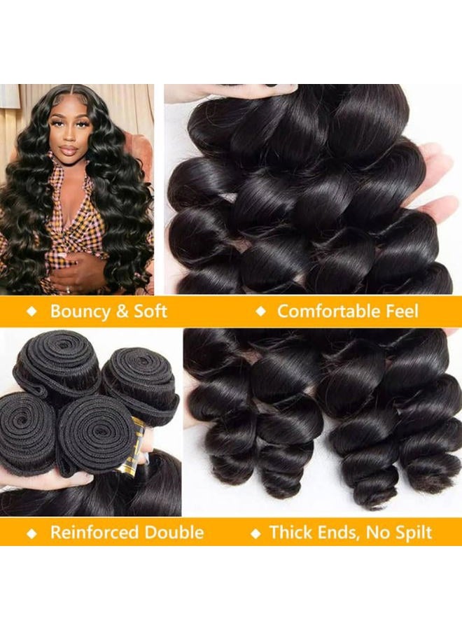 QTHAIR 14A Brazilian Loose Wave 4 Bundles 16 18 20 22 Inch 400g Human Hair Loose Curly Sew In Human Hair Weave Extension Wholesale Lots Double Weft Natural Black - Image 4