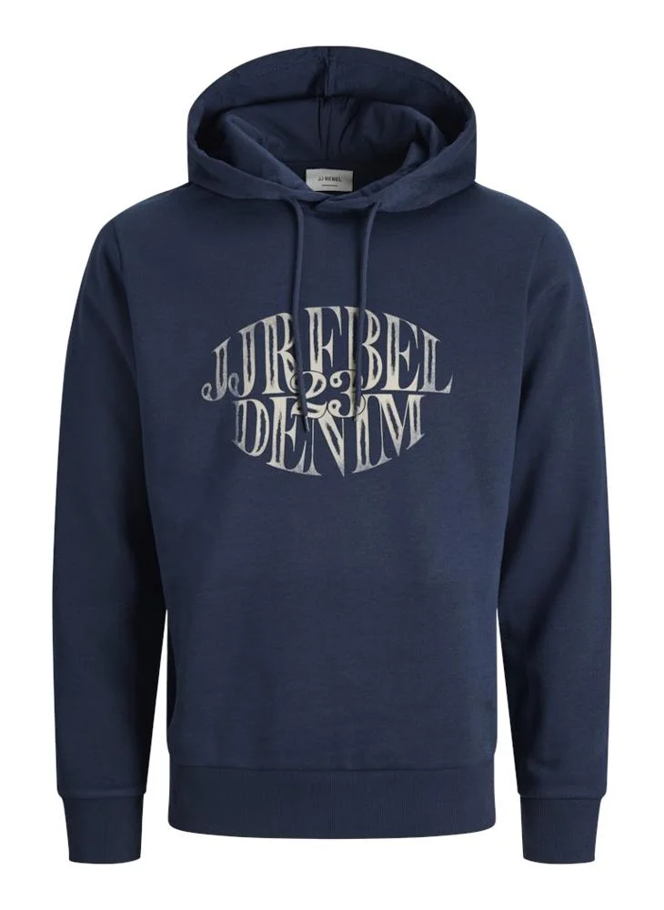JJ Rebel Text Print Regular Fit Crew Neck Hoodie
