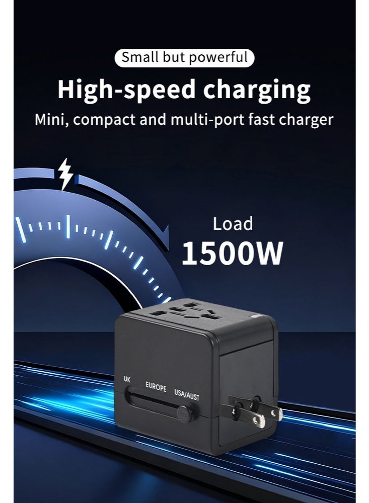 Universal Travel Adapter Worldwide Plug Adaptor with USB-C, International Power Adapter with 1 USB1Type-C Ports All in One Travel Adaptor Multi USB Wall Charger for European USA UK EU AUS(Type C/G/A/I) - Image 3