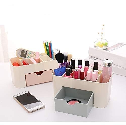 DVIJISHA Multi-Grid Desktop Organizer Storage Container Cosmetic Storage Case Basket Makeup Jewelry Brushes Pencil Phone Holder Box for Household Home Office Desk with Drawer (Multi Colour - Image 2