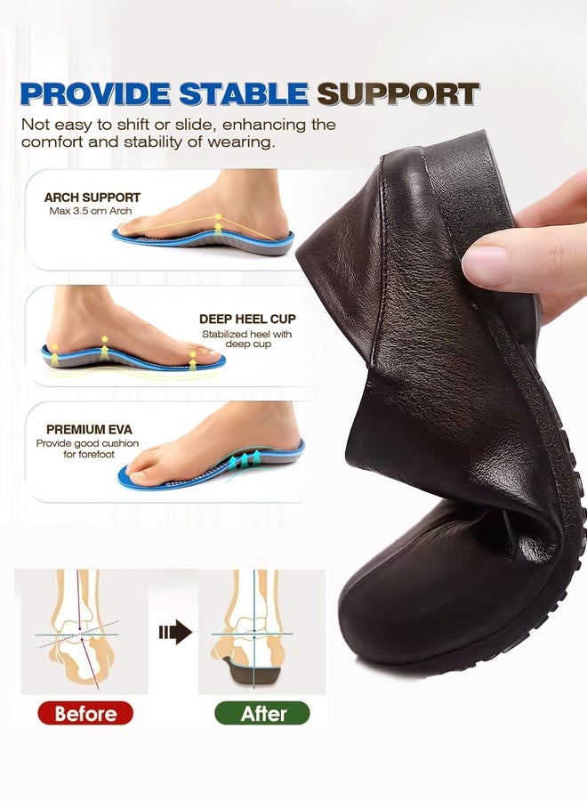 حذاء نسائي مسطح من الجلد الطبيعي ذو جودة عالية | تصميم دائري للمقدمة وعميق | حذاء مريح للأمهات بنعل لين مضاد للانزلاق - Image 2