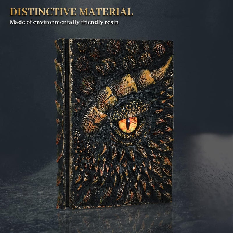 molshine A5 (7.3" x 5.1") 3D Dragon Embossed Journal,Resin Engraving Notebook,Retro Diary,100 Sheets Blank Paper,Hardcover Travel Notepad for Writing,Sketchbook,Collection,Gift,Decoration (Gold) - Image 3