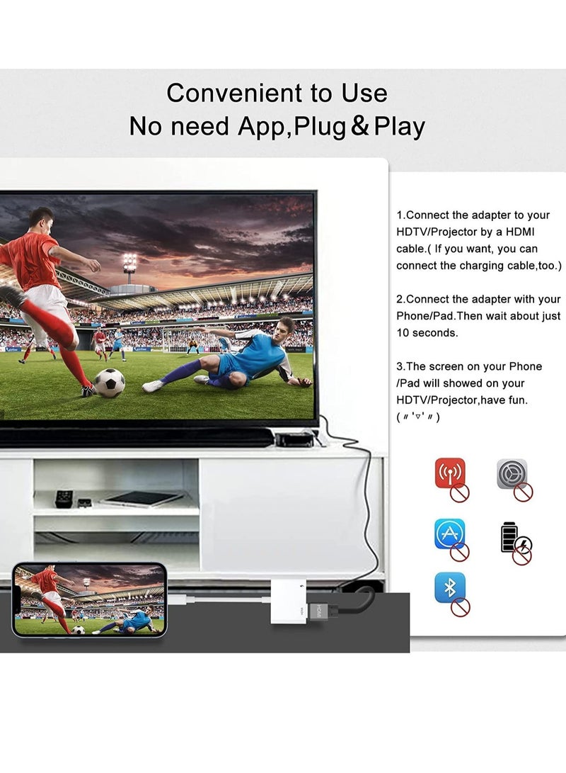 [Apple MFi Certified] Lightning to HDMI Digital AV Adapter,1080P Video & Audio Sync Screen Converter AV Adapter with Charging Port for iPhone HDMI Converter to HD TV/Projector/Monitor Support All iOS - Image 5